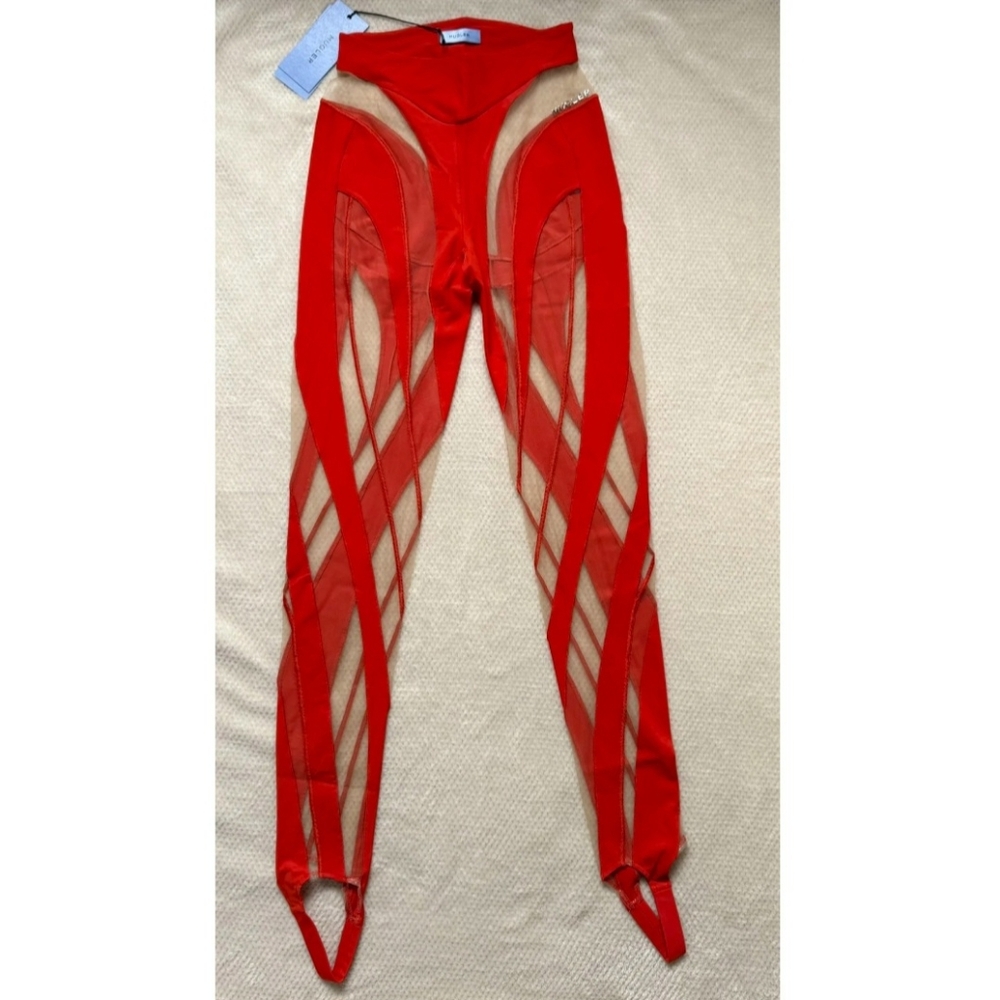 Thierry Mugler Red and Nude Sheer Leggings